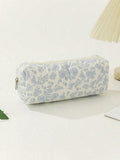 Large Capacity Makeup Bag Checkered Flower Stitching Cotton Storage Qme S
