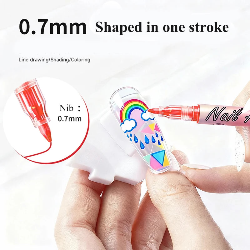 12 Nail Art Pens Waterproof Quick-drying Polish Pen Precision Drawing Qme