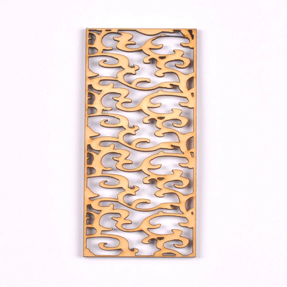 5Pcs/lot Natural Wood Decoration For DIY Scrapbook Crafts Hollow Rectangle Wooden Handmade Ornaments Home Embellishment m2559 Qme 13