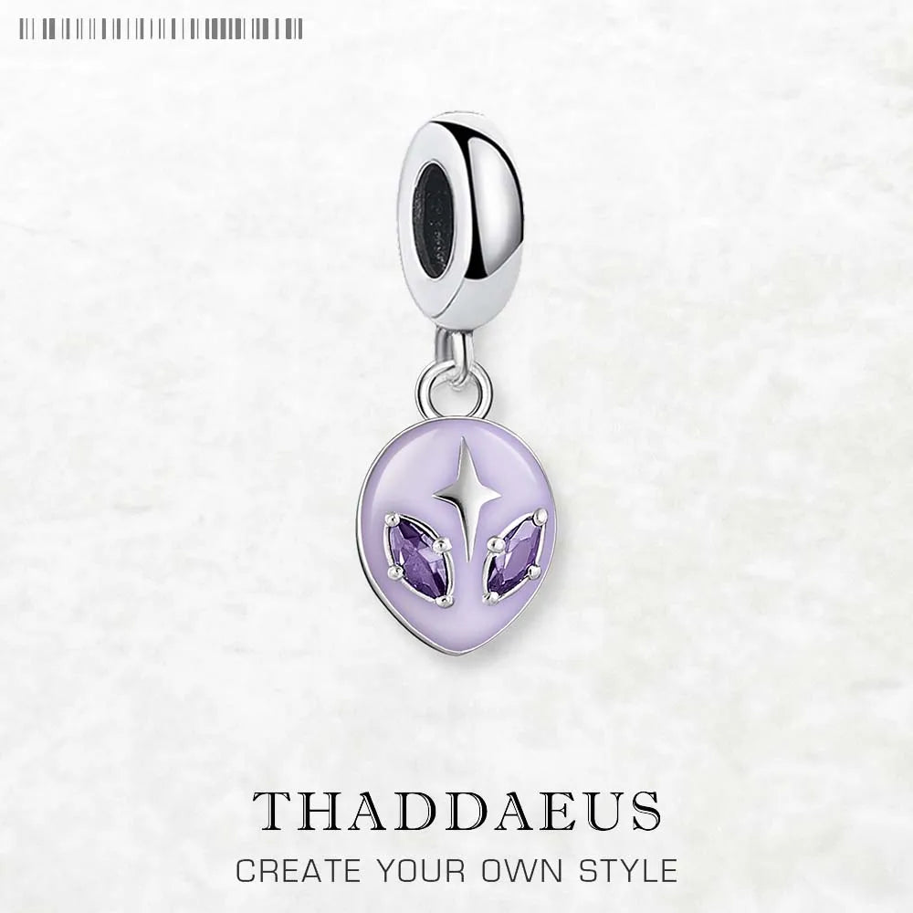 Alien Head Dangle Charm Pendant Europe Style Fine Jewelry Women Men Trendy Gift In 925 Sterling Silver Qme Ring Clasp