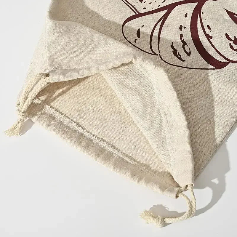 Linen Bread Bag Reusable Baguette Cotton Drawstring Storage Bag Loaf Homemade Bread Fresh Eco Friendly Keeping For Baguette Qme