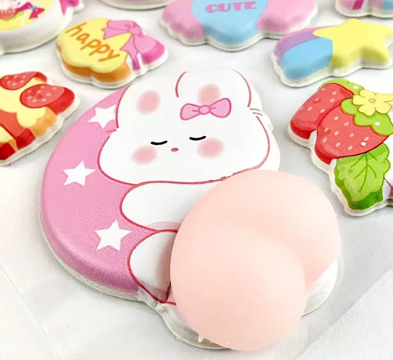 1 Sheet 3D Cute Animal Butt Stickers, Stress Relief Puffy Squishy Sticker for DIY Scrapbook Guitar Phone Case Laptop Decal Qme