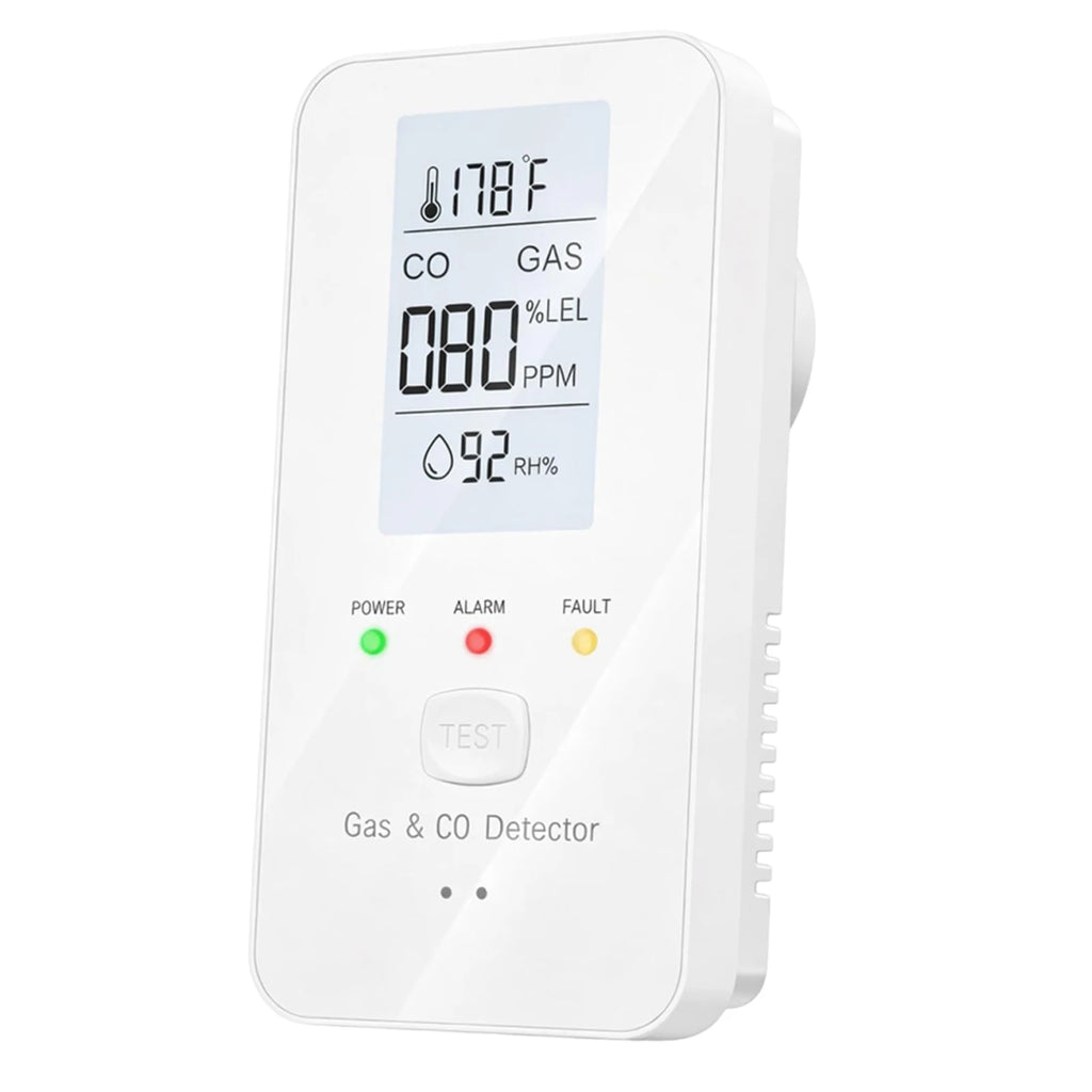 Combination Natural Gas Detector & Carbon Monoxide Detector, 4-in-1 Carbon Monoxide Alarm,Propane,Methane for Home,RV,Apartment Qme WHITE EU Plug