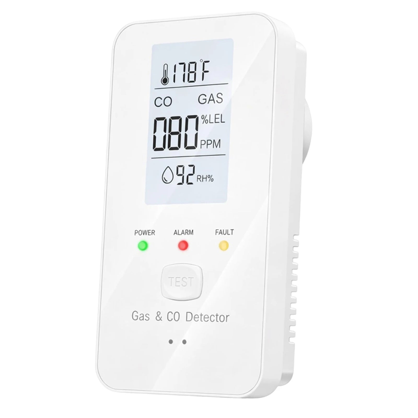 Combination Natural Gas Detector & Carbon Monoxide Detector, 4-in-1 Carbon Monoxide Alarm,Propane,Methane for Home,RV,Apartment Qme WHITE EU Plug