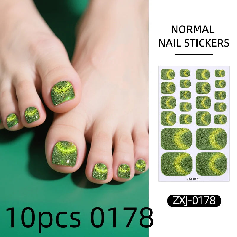Cat Eye Style Nail Art Stickers Self adhesive Stickers For Toe Nails Full Cover Toenail Polish Stickers DIY Foot Decals Qme 10pcs 0178
