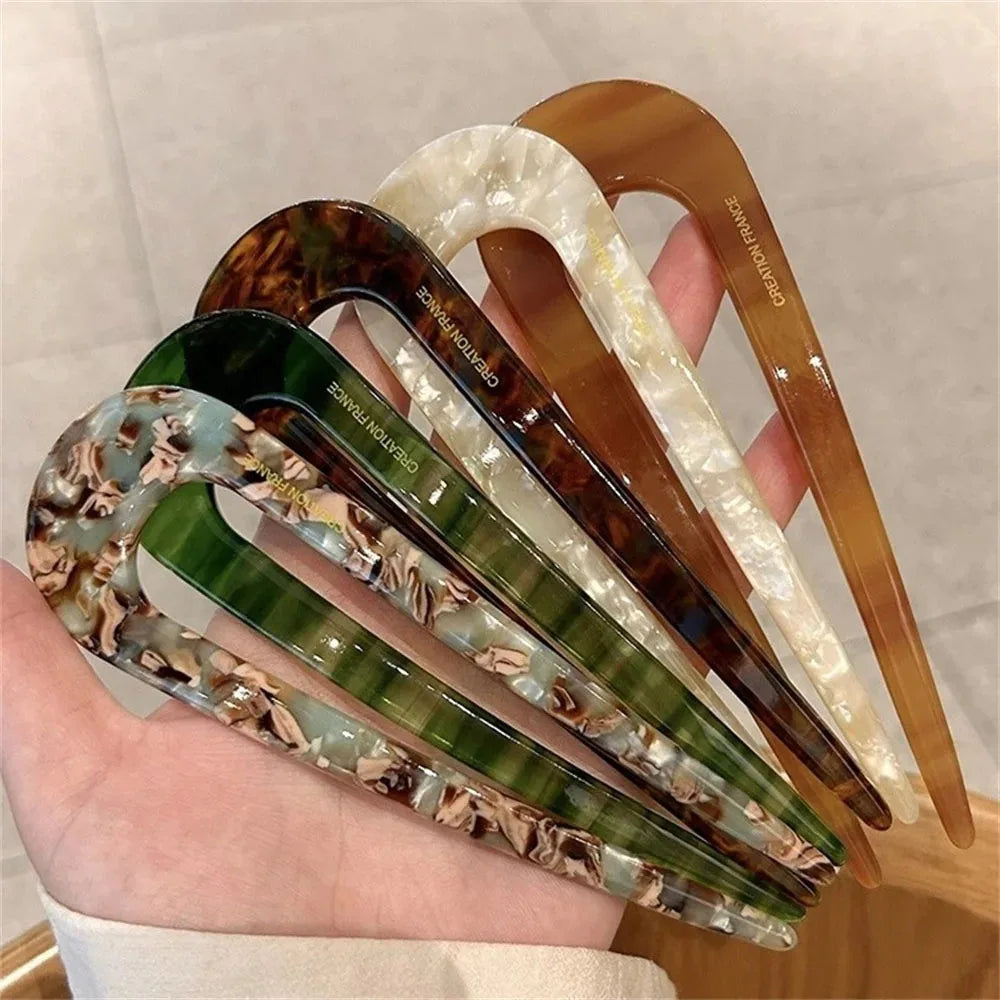 U Shaped Hair Stick Vintage French Hair Pin Women Acetate Hair Accessories DIY Retro Hairstyle Tool New Hair Clips 2025 New Qme
