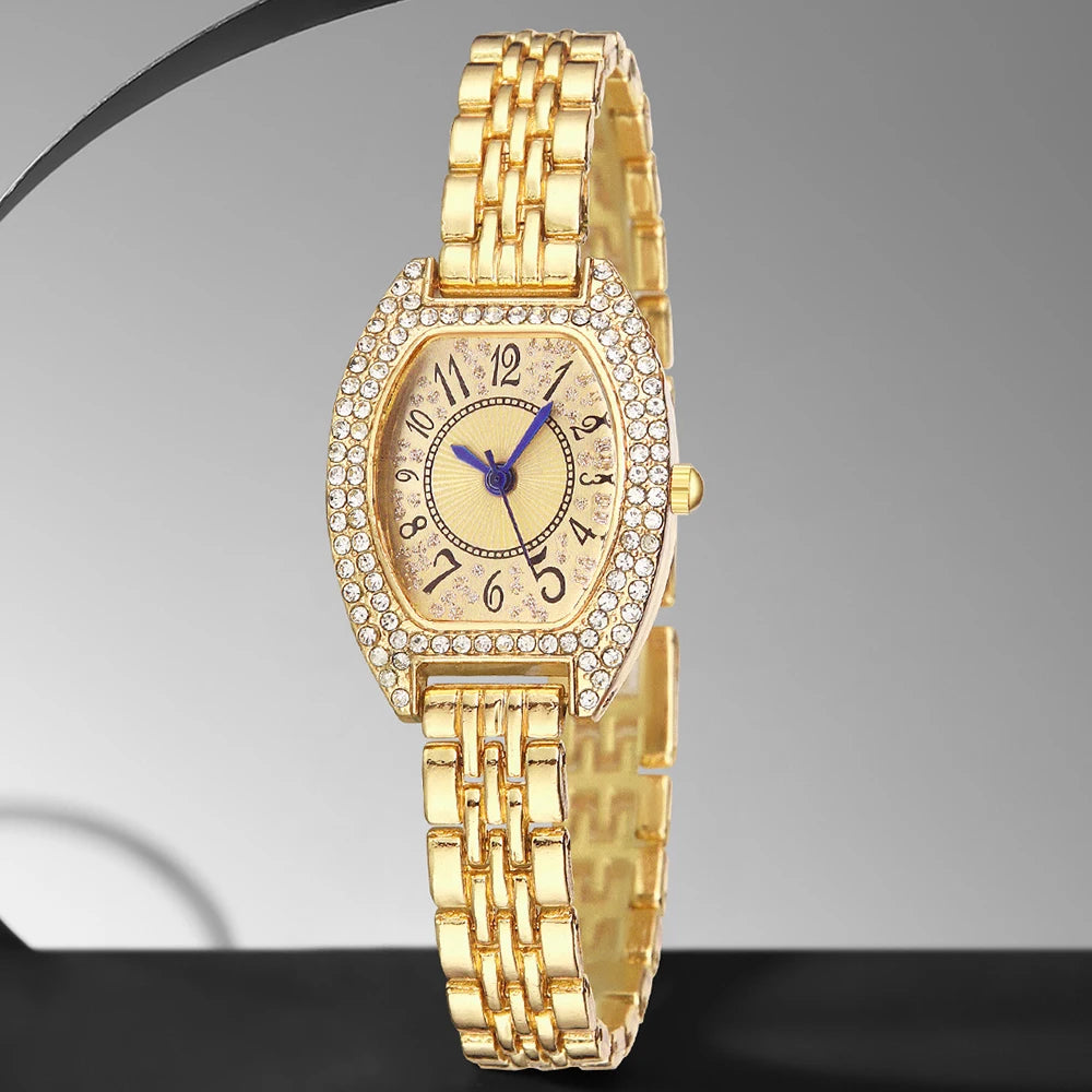 1PCS Women's Luxury Trendy Digital Scale Quartz Watch Suitable for Daily Clothing Matching as a Gift for Friends and Mothers Qme Gold