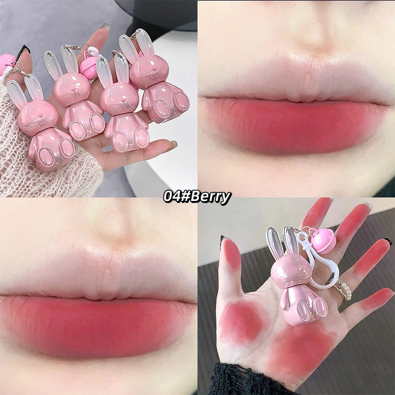 Gege Bear Pink Rabbit Velvet Matte Lip Cream Black Rabbit Water light lip glaze matte mirror pendant lipstick lip gloss Qme GX1229-4
