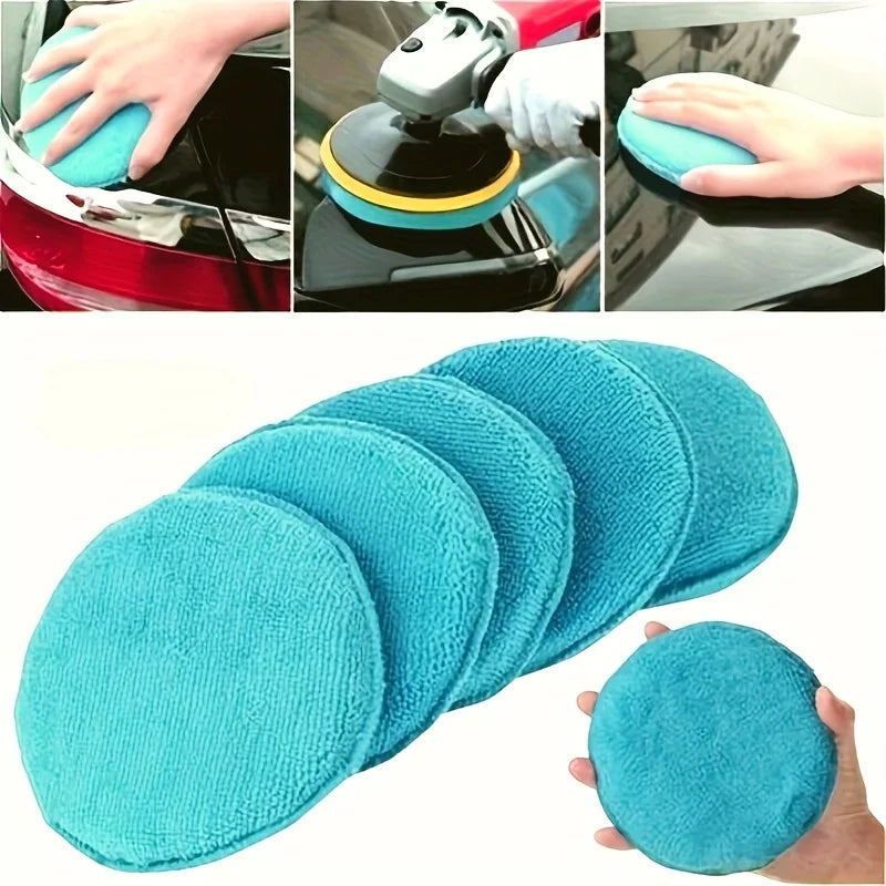5pcs Ultra-Soft Microfiber Waxing Pads - Gentle Car Polishing Sponges for Smooth Finish, Easy Wax Application, Qme