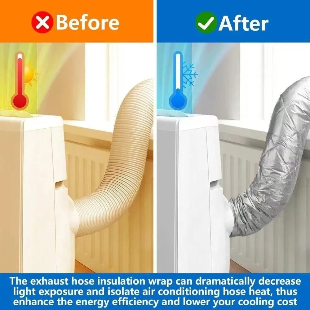 New Universal Straps Air Conditioner Hose Waterproof Cover with 2 Buckle Straps Hose Insulation Cover Heat Insulation Protective Qme