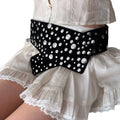 PU Leather Rivets Extra Wide Belt Y2K Exaggerated Studded Wide Waistband Punk Versatile Irregular Decorative Belt Concert Qme Black