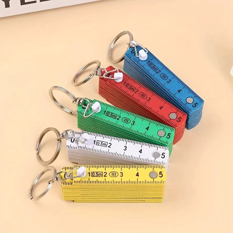 Mini Folding Ruler Keychain Portable Plastic Measuring Tape Qme