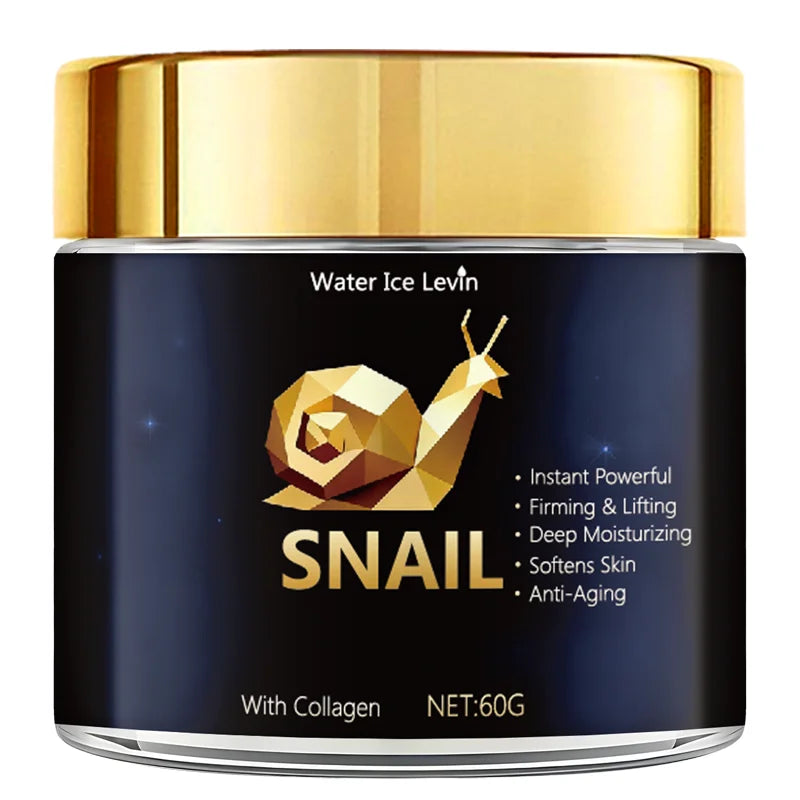 Snail Mucin Cream with Hyaluronic Acid & Collagen for Deep Moisture & Radiance, Suitable for All Skin Types Daily Care. Qme Blue 60g