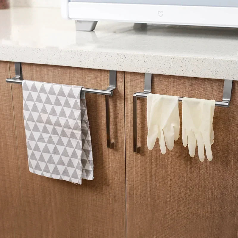 Stainless Steel Towel Rod,drillless Cabinet Door Rack Hanging Towels,Bathroom Accessories Door,Kitchen/bathroom Storage Qme