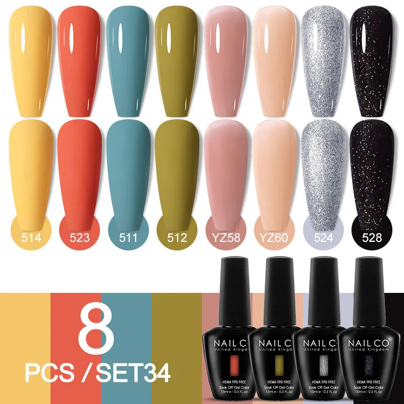 NAILCO Sparkly Rose Red Purple Gel Nail Polish Art Vernis Nails Qme NC-ZB-8H-ZH34