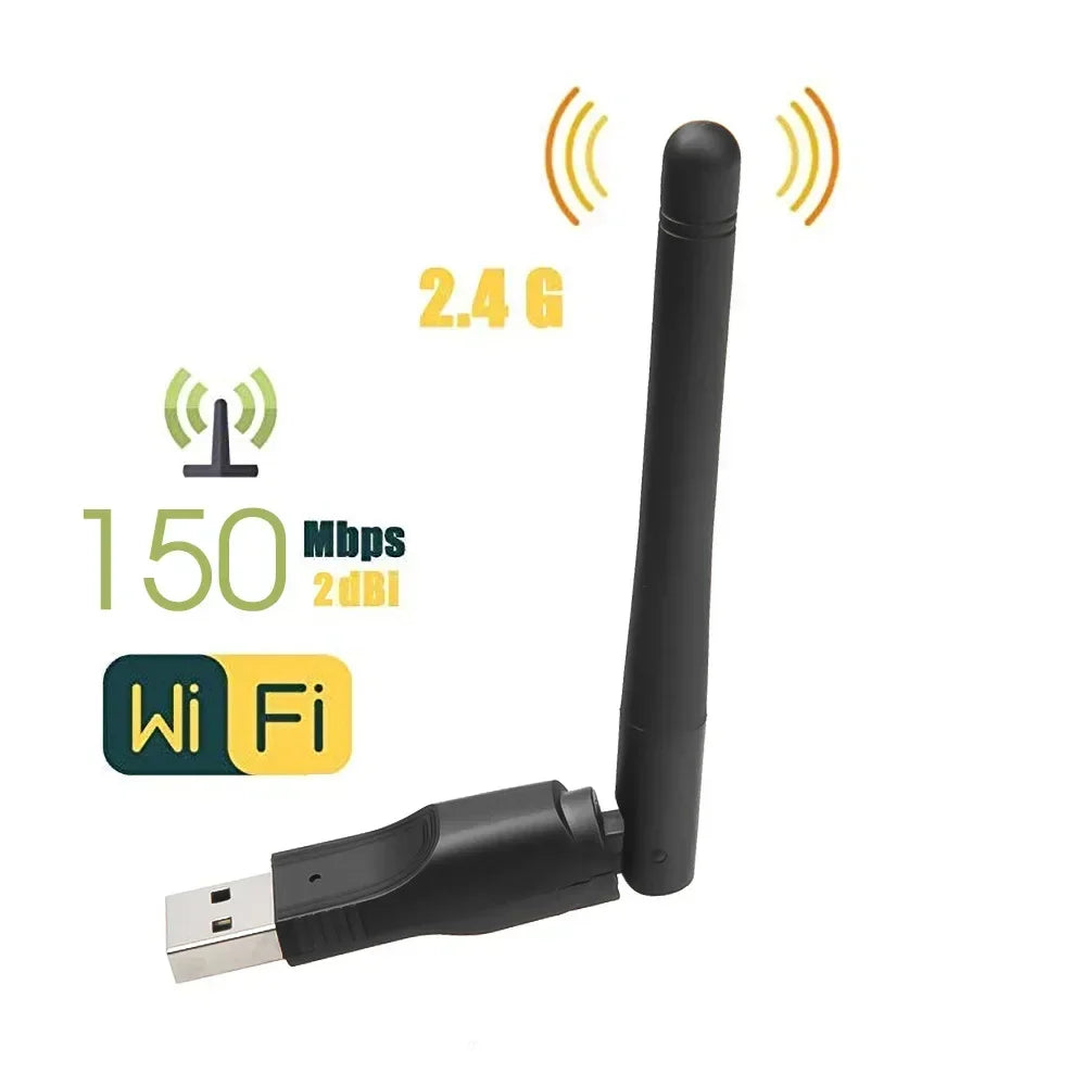 2pcs WiFi Wireless Network Card USB 2.0 150M 802.11 B/g/n LAN Adapter with Rotatable Antenna for Laptop PC Mini Wi-fi Dongle Qme