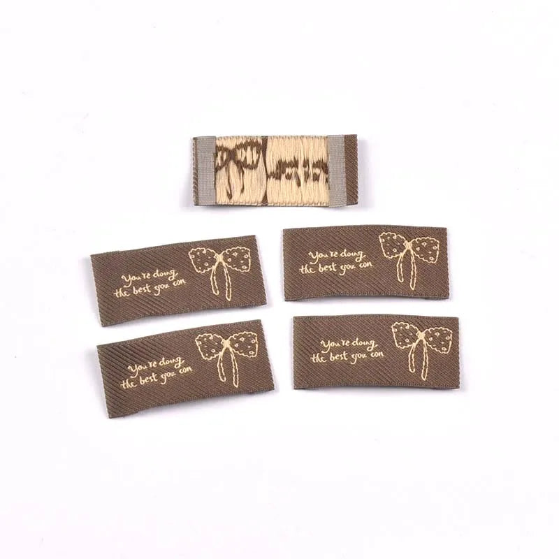 30pcs 44x20mm White/Black/Coffee Knitted Bow Label DIY Sewing Crafts Clothes for Headwear/Clothing/Shoes/Bags cp3841 Qme 44x20mm-3