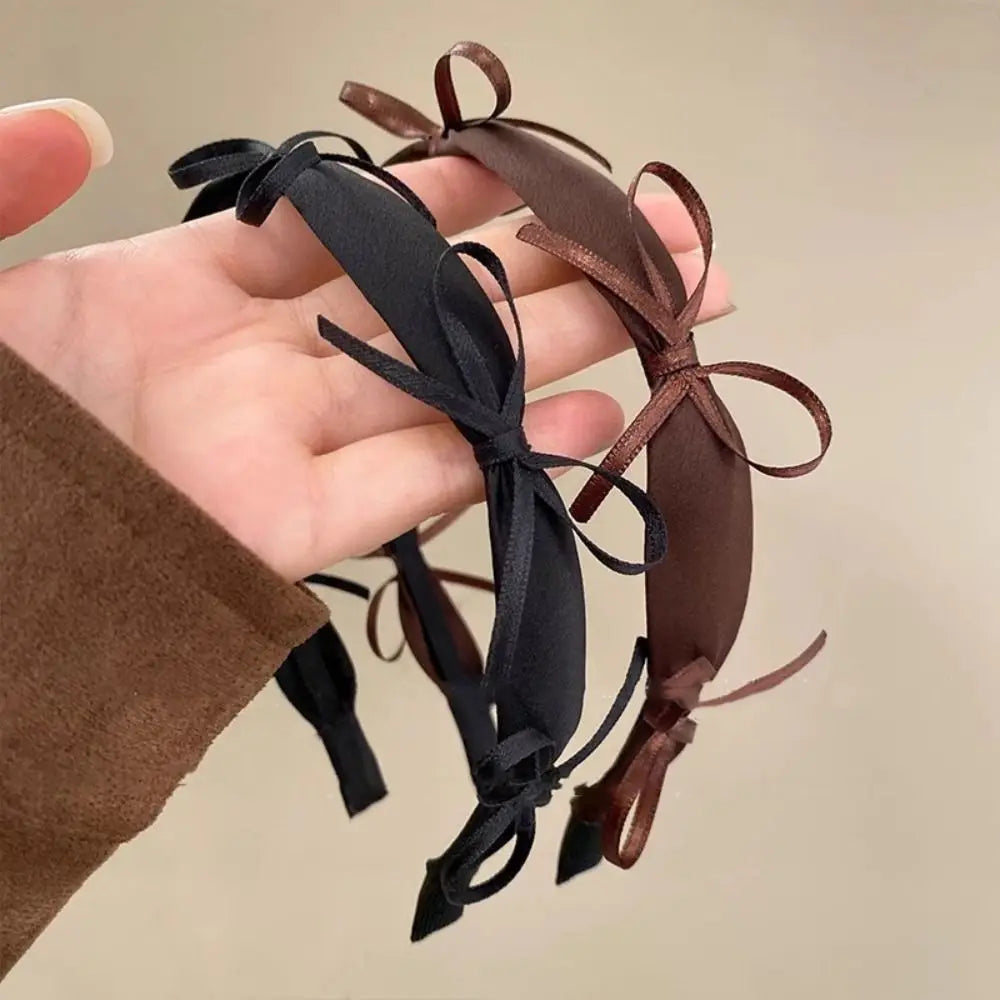 Fashion Elegant Satin Bow Headband Sweet Temperament French Hairband Qme