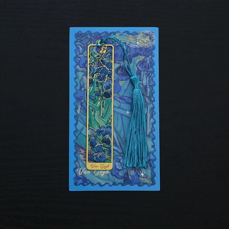 1PC Oil Painting-Style Hollow Metal Bookmark Bookmark With Tassel Pendant, For Book Lovers Writers Readers DIY Bookmarks Qme A