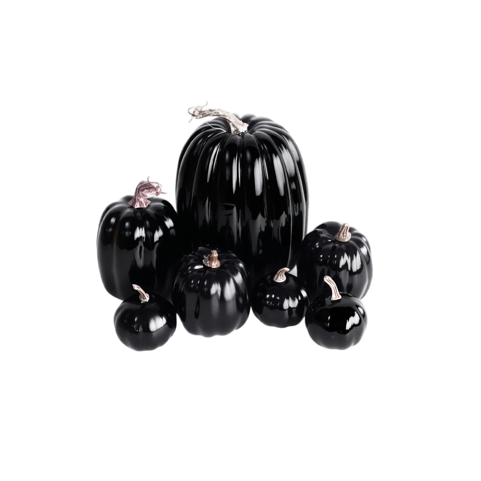 7Pcs Multi-size Halloween Fake Pumpkin Decorations Foam Artificial Vegetable DIY Party Autumn Home Thanksgiving Ornaments Qme Black One Size