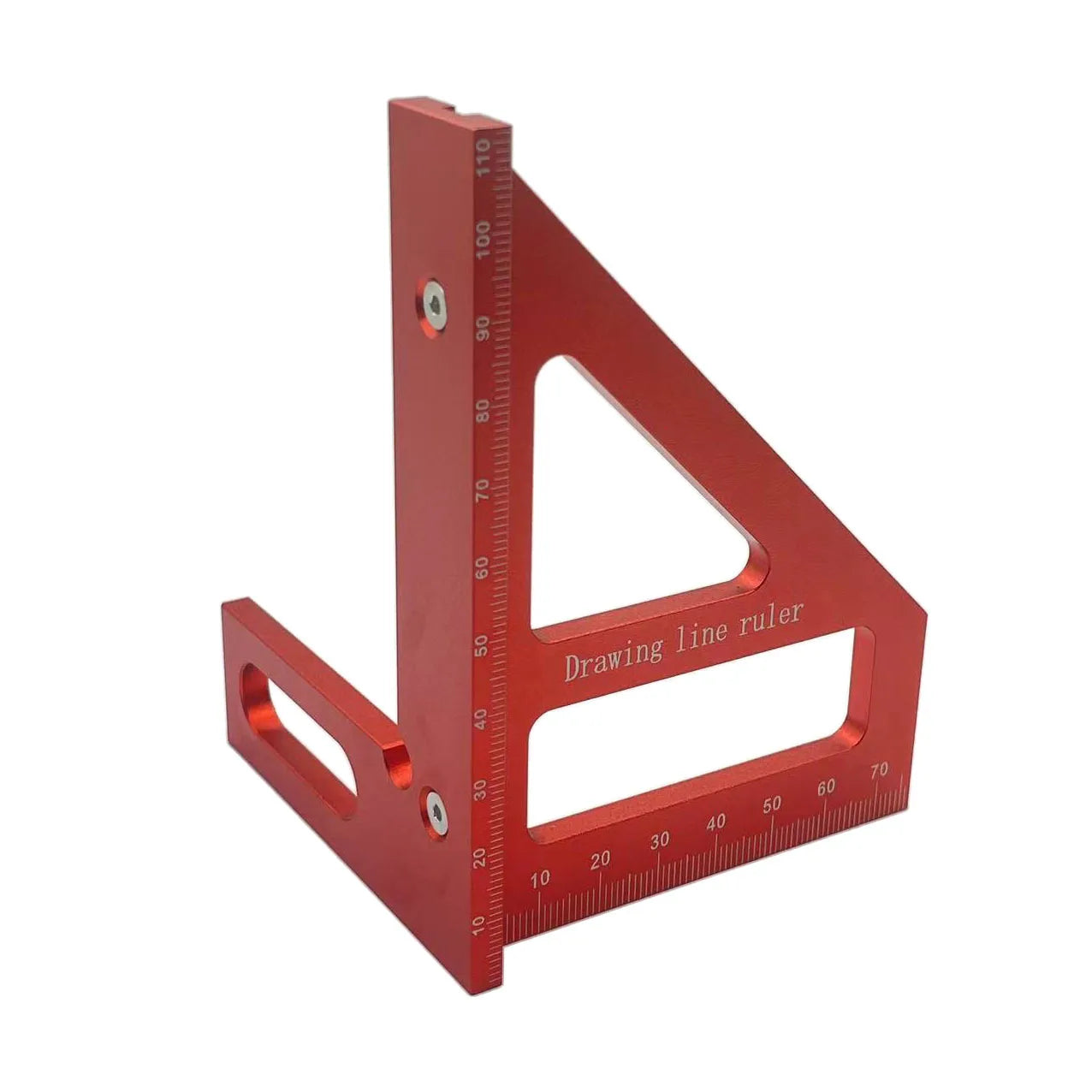 Aluminum Alloy Triangle Scribing Ruler 45/90 Degree Woodworking Layout Measuring Tool Precise Marking Square Drawing Line Ruler Qme Red 1pc