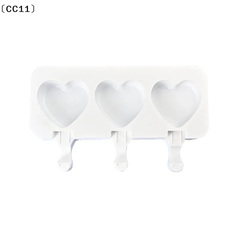 1 2 Ice Cream Popsicles Mould Food Grade Silicone Heart Fruit Qme