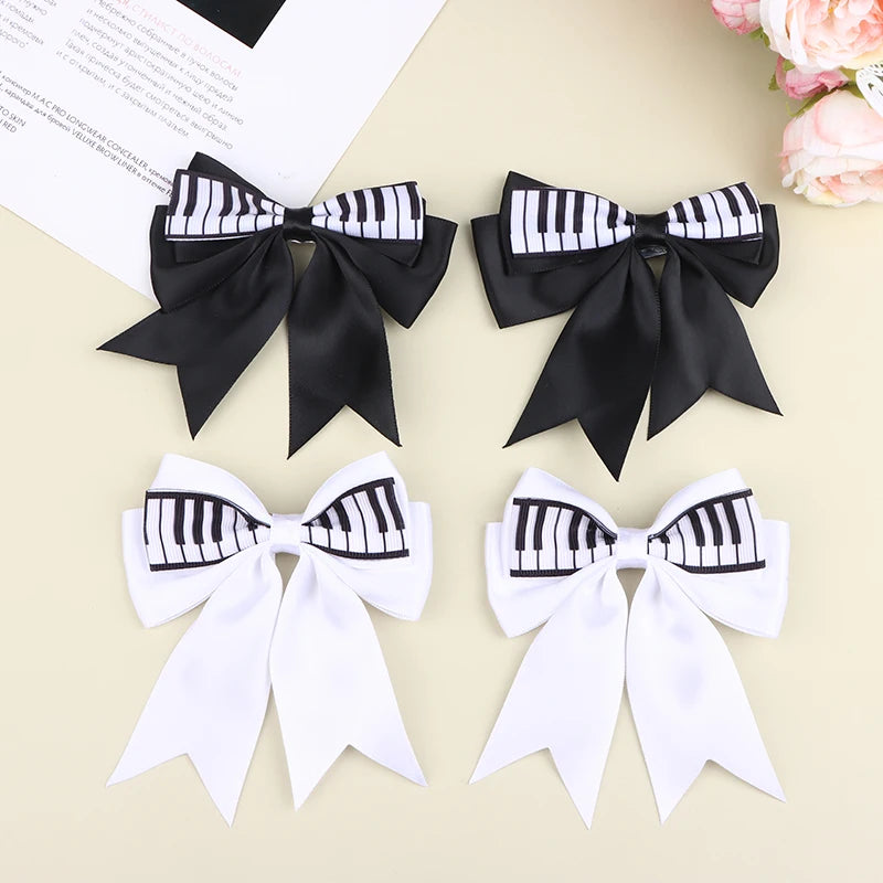 Piano Key Bow Hairpin Hair Clip Retro Girl Side Duckbill Accessory Qme