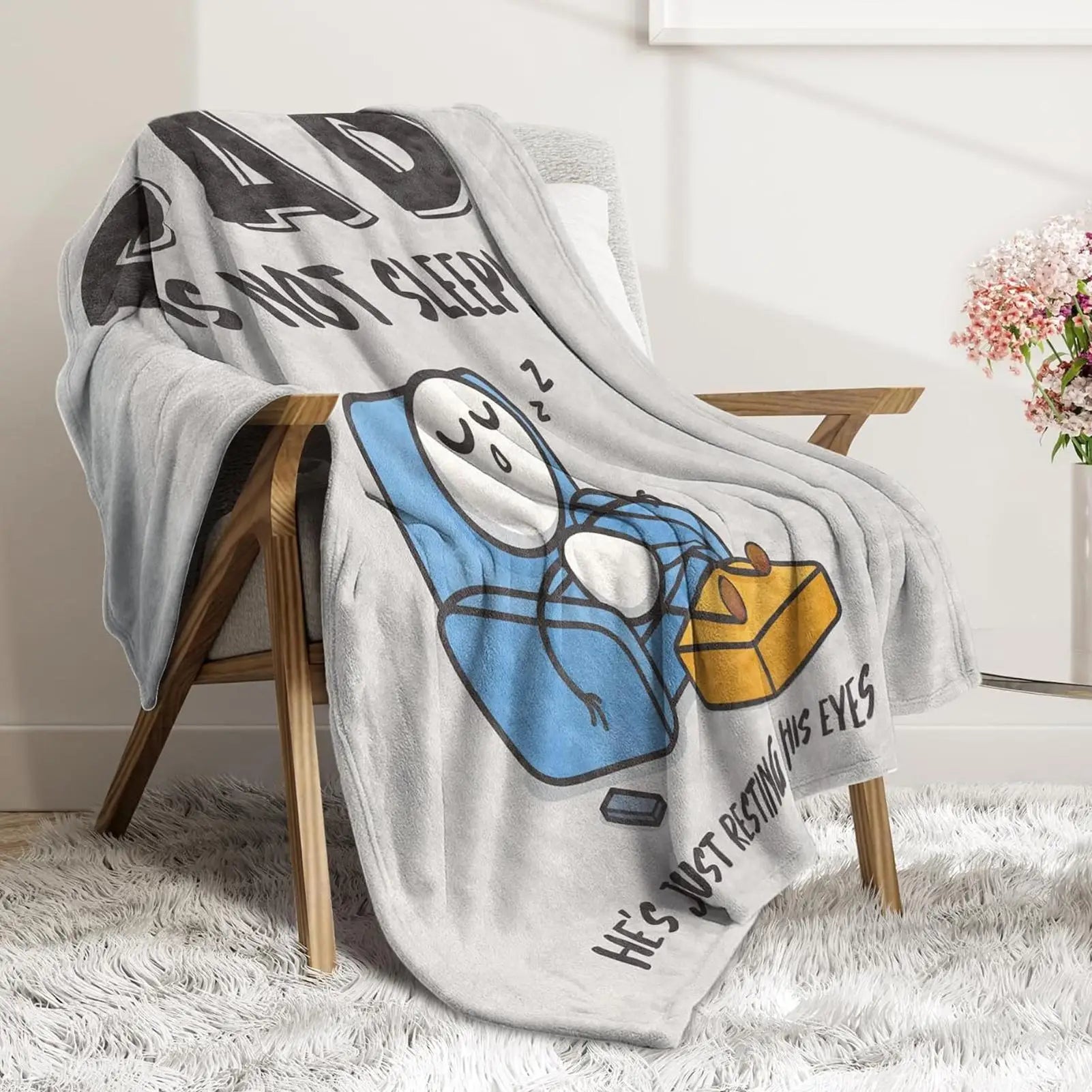Funny Blanket Dad is Not Sleeping Sofa Throws Father's Day Blanket for Men Husbands Grandpa Birthday Holiday Thanksgiving Home Qme