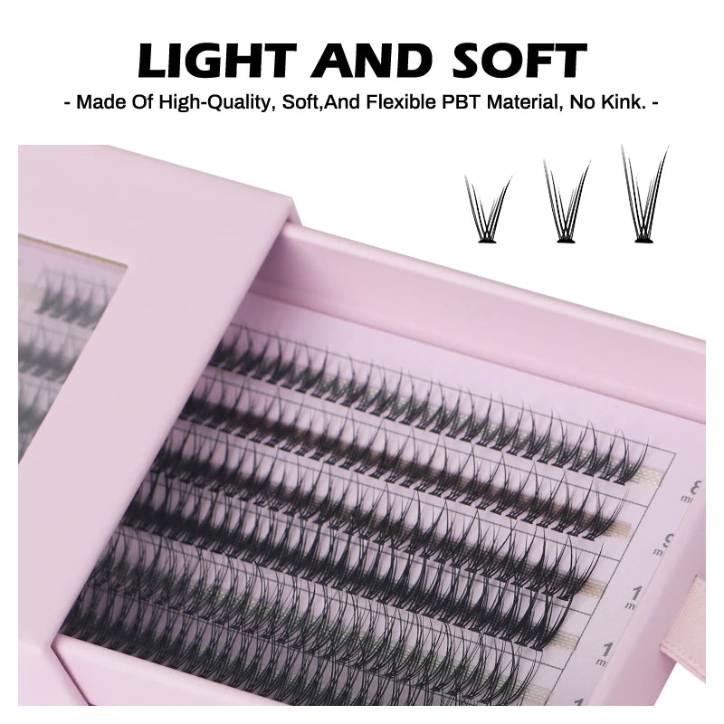 NATUHANA A-curl Fish Tail Lash Extensions DIY Pre-made Clusters 6 Qme
