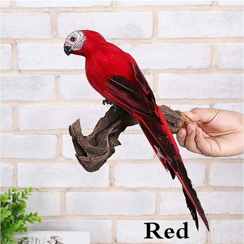 25 Creative Handmade Simulation Parrot Animal Bird Garden Props Qme red 25 cm