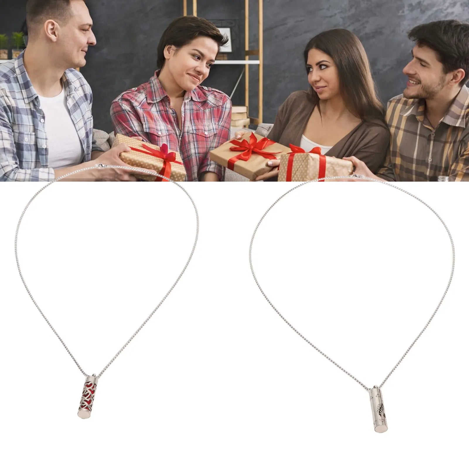 2Pcs Aromatherapy Necklaces Aromatherapy Necklaces Stainless Steel Stress Relief Essential Oil Diffuser Necklace for Men Women Qme