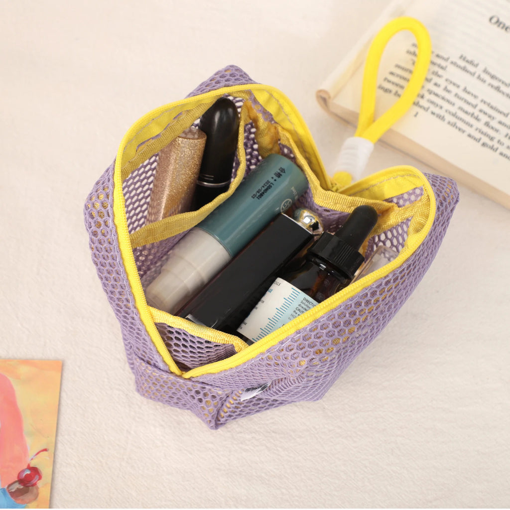 Mesh Square Cosmetic Bag Women Portable Earphones Lipstick Sanitary Napkins Storage Pouch Small Makeup Zipper Bags Qme