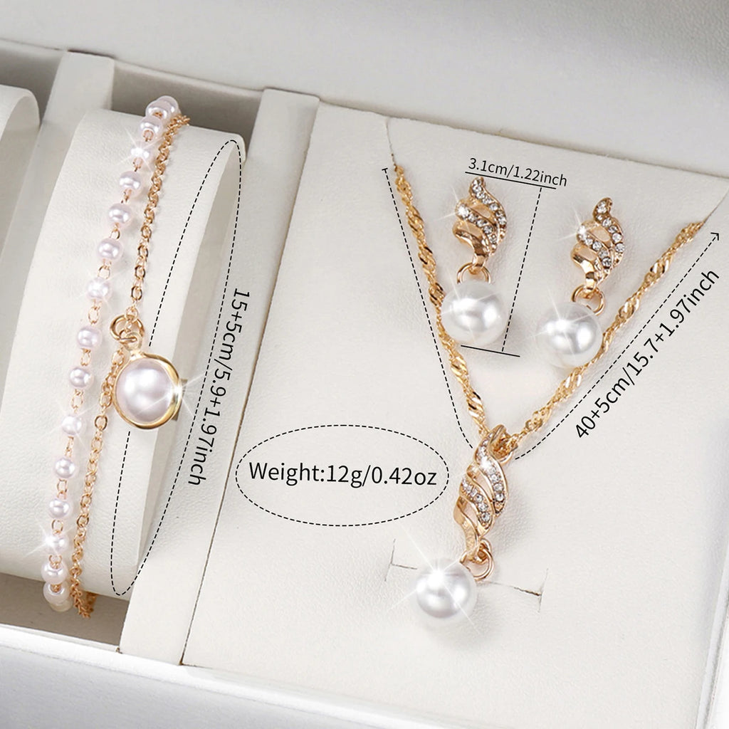 4 Pcs/Set Women's Casual Rome Fashion Quartz Watch Analog Plutonium Leather Wrist Watch & Jewelry Set, Gift For Her Mother Qme