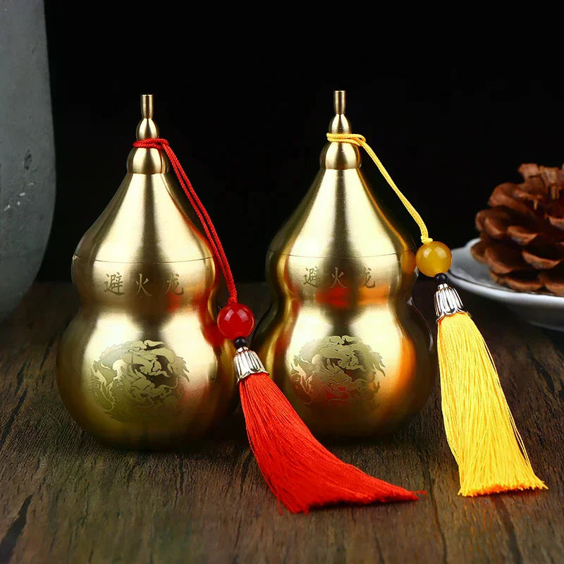 Brass Gourd Feng Shui Ornament With Tassel Feng Shui Decorative Collectible For Prosperity And Longevity Home Office Desk Decor Qme