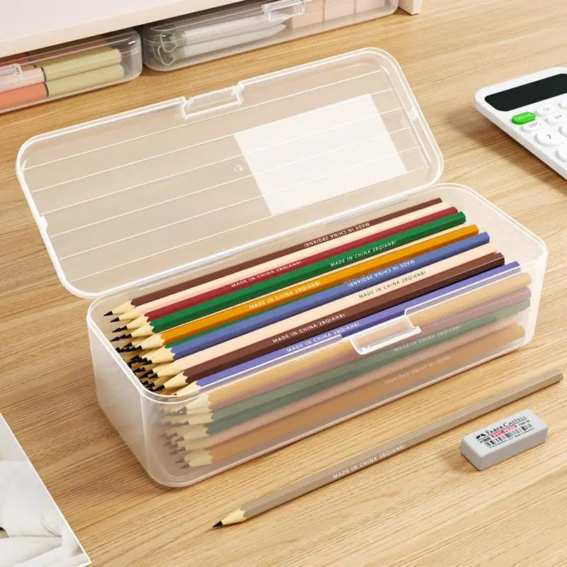 Student Simple Stationery Box Pencil Case Water Pen Transparent Holder Qme