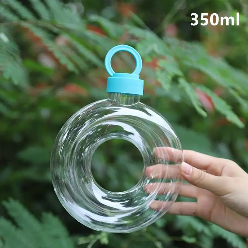 350ML Donut Kids Water Bottle Leak-Proof Travel Cup Children Anti Fall Transparent Drinking Bottle Sports Water Bottle Qme Blue 350ml