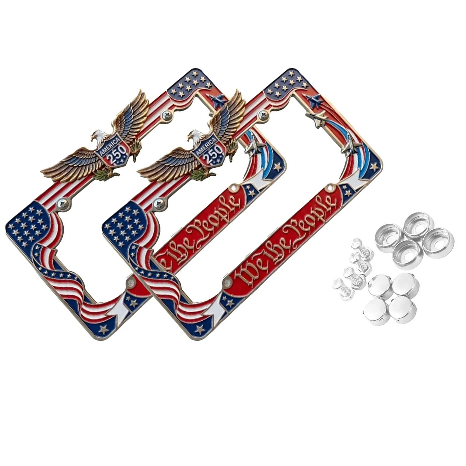 1/2pcs American Specifications License Plate Holder Selected American Flags With Screws Car Decoration Aluminum Alloy Car Qme