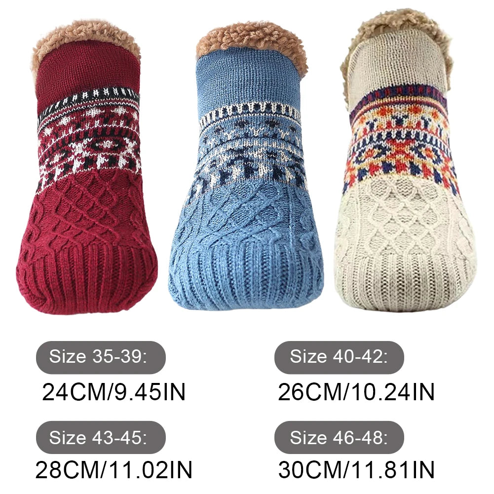 Thickened Floor Socks Women Men Home Slippers Socks Non Slip Knitted Carpet Sock Winter Thermal Sleeping Socks Christmas Gifts Qme