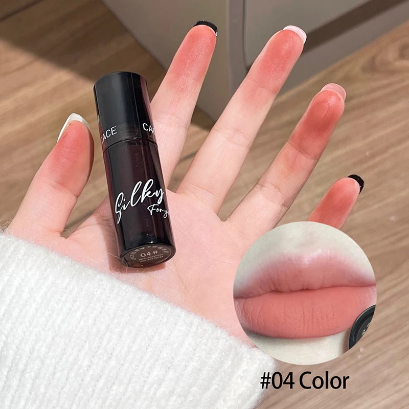 Lip Gloss Matte Velvet Lip Mud Rose Red Brown Stain Lip Tint Waterproof Long-Lasting Velvet Mist Lip Clay Korean Makeup Cosmetic Qme 04