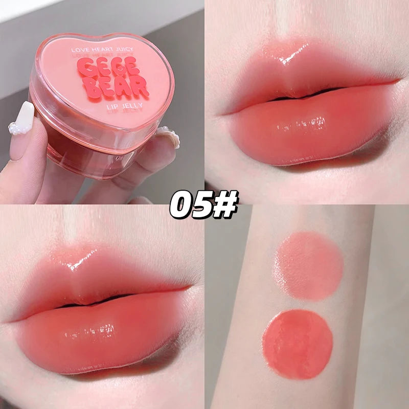 Gege Bear Loveheart Lip Jelly Glaze Moisturizing Jam Gloss Honey Qme GX1389-5