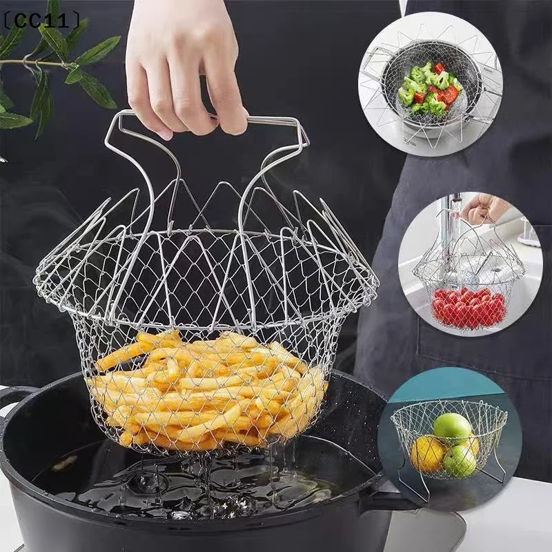 Stainless Steel Foldable Multifunctional Fryer Basket French Fry Qme