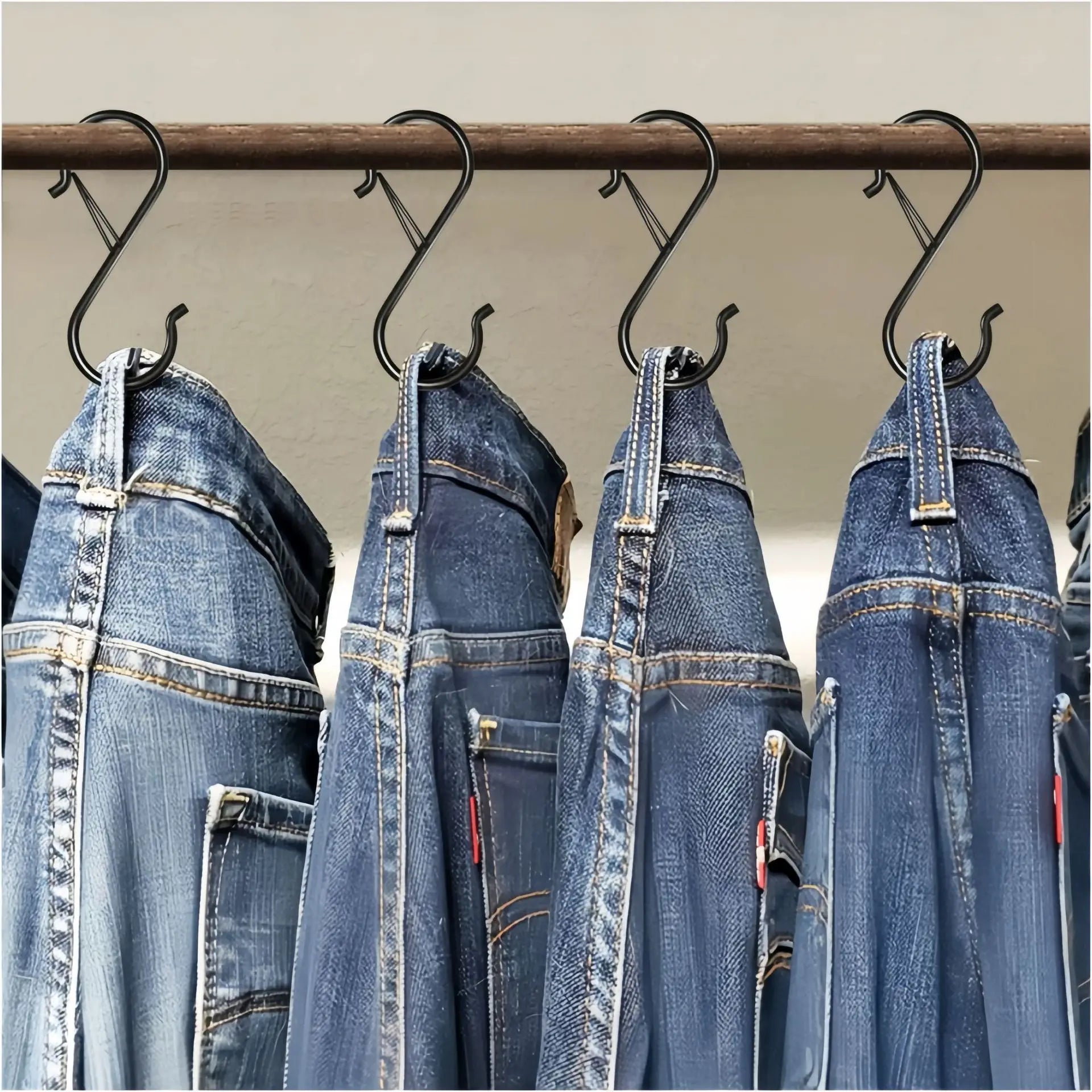 2/4/8PCS S Hooks for Hanging With Safety Buckle Heavy Duty S Hooks Large Metal S Hooks for Hanging Plants Jeans Pots Bags Qme
