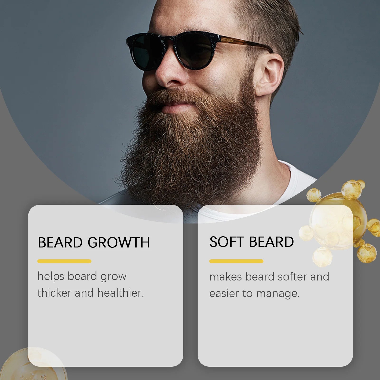 Beard Thickening Care Oil with Roller Ball 0.25mm Strengthen Hair Roots Nourishing Soften Beard Oil for Men Grooming Beard Care Qme