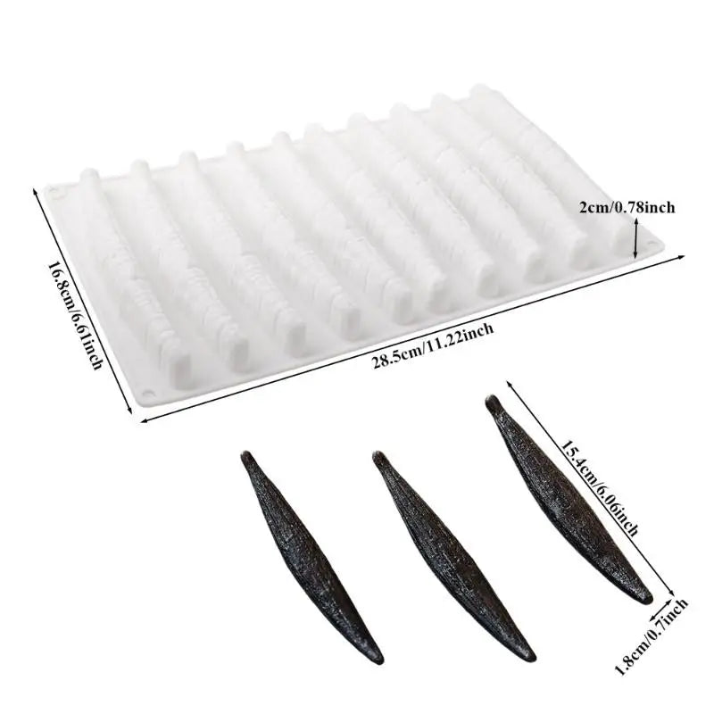 10 Cavity Vanilla Mousse Cake Silicone Mold Chocolate Ladyfingers Qme A1