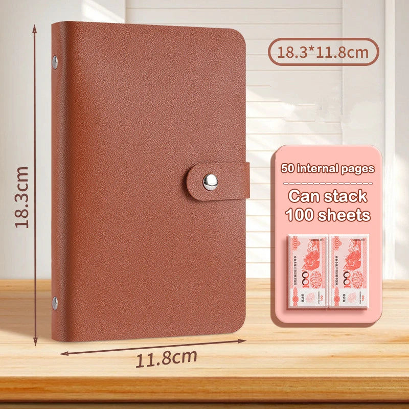 Banknote Storage Book Made Of PU Material, Can Hold 100 Banknotes, With Banknote Photos, Stamps, Bank Card Storage Book Qme S