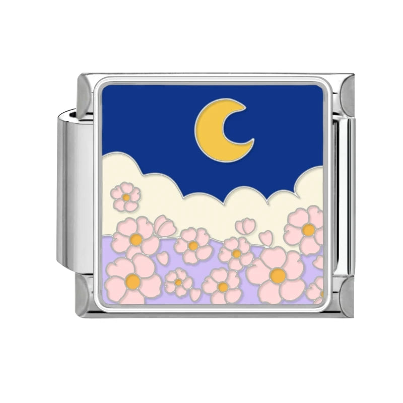 Drop Shipping 2026 Romantic Dreamy Moon Flower Sea Italian Charm
