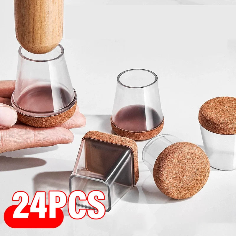 Thicked Anti-Slip Chair Leg Protector Wear-resistant Furniture Pads Scratch-proof Floor Protector Silicone Felt Table Leg Caps Qme