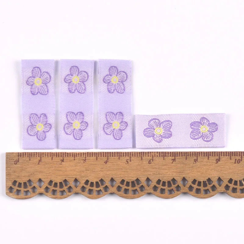 50Pcs Candy Color Mixed Flower Pattern Embroidery Labels Garment Tags For Sewing Accessories Clothes Bag Handmade DIY Supplies Qme 3