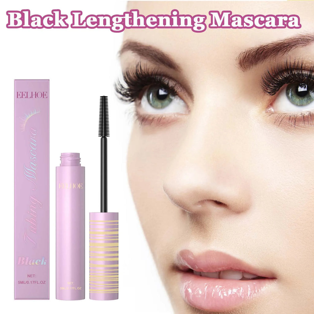 Black Lengthening Mascara Natural Volumizing Curling Eyelashes Smudge-Proof Waterproof Clump-Free Gentle Care Black Mascara 5ml Qme