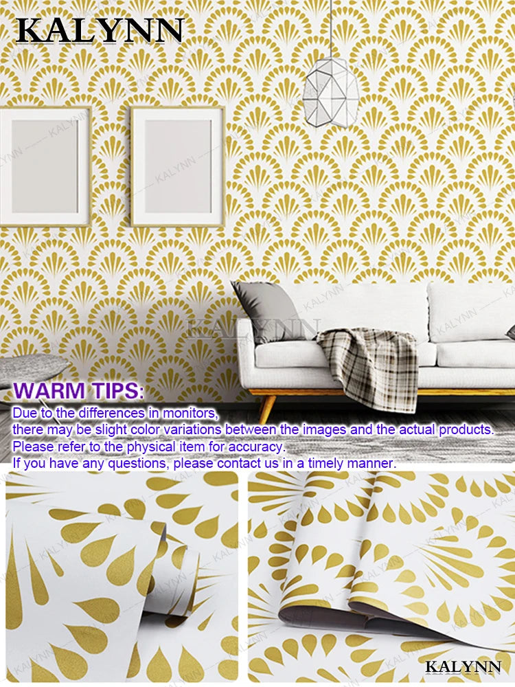 Geometric Aelf-wdhesive Wallpaper Peel Stick Wall Stickers Vinyl Qme Golden Petals Sample 1mx45cm